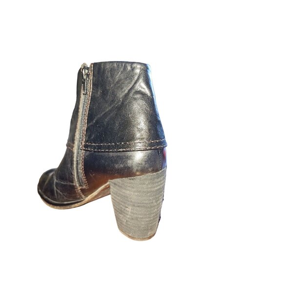 Naya Lark Leather Ankle Boots Block Heel & Side Zip Cuffed Western Women 7.5 N - Picture 10 of 15